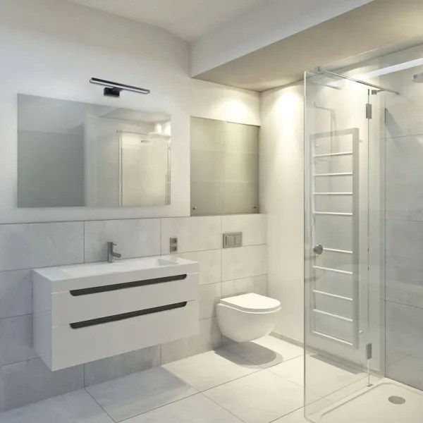 Aplica LED de perete pentru baie SHINE, 7W, 230V, 30 cm, IP44, negru