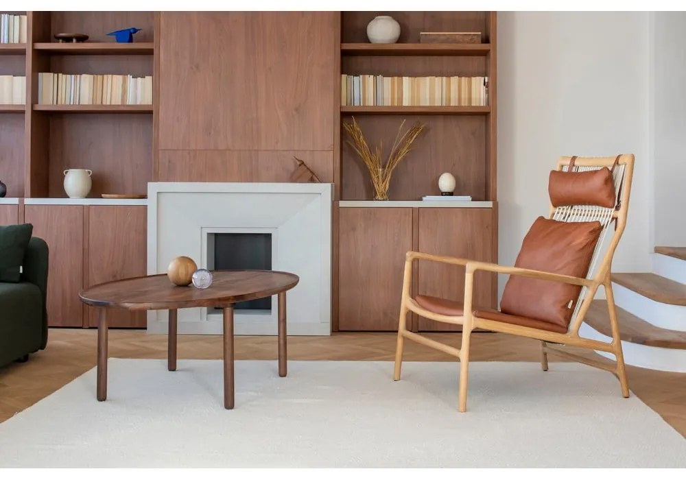 Fotoliu cu construcție din lemn de stejar Gazzda Dedo, verde