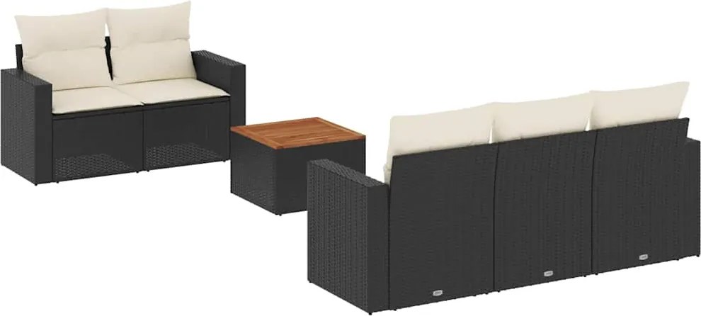 vidaXL Set mobilier de grădină cu perne, 6 piese, negru, poliratan