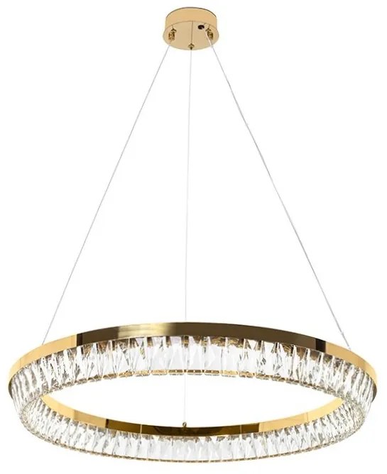 Lustra suspendata LED, Metal, Sticla, SAYOV 80 auriu