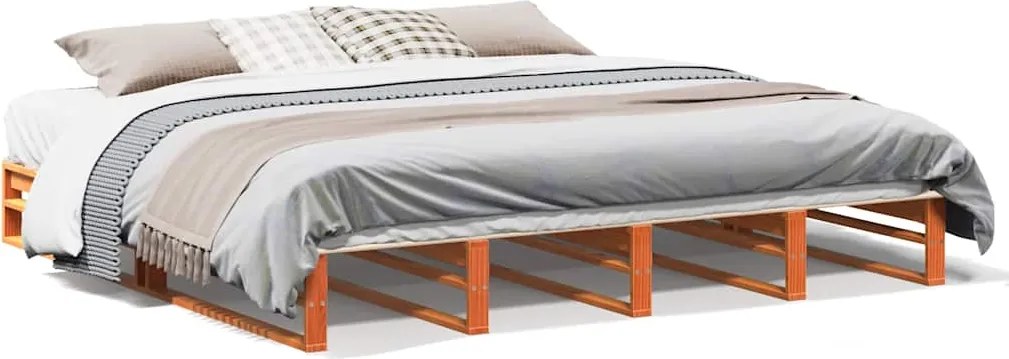 vidaXL Cadru de pat fără saltea, maro ceruit 200x200 cm lemn masiv pin