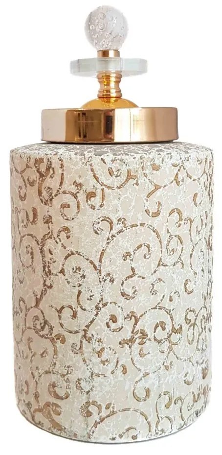 Vas decorativ cu capac ORIENTAL, Ceramica, 26 CM