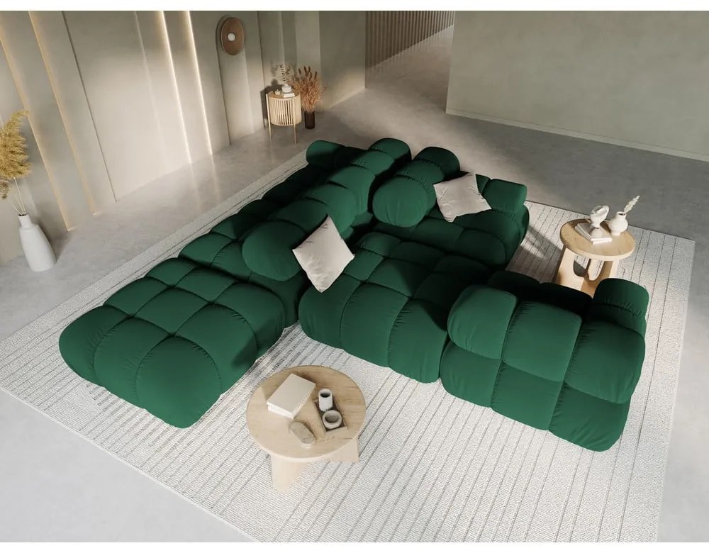 Canapea verde cu tapițerie din catifea 282 cm Bellis – Micadoni Home