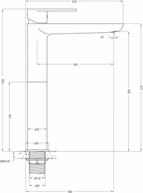 🚰 Baterie înaltă pentru chiuvetă ALPINIA – Finisaj cromat – Cod BGA_020K