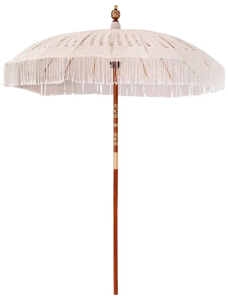 vidaXL Umbrelă de soare Altele Crem x 250 cm Bumbac și lemn masiv