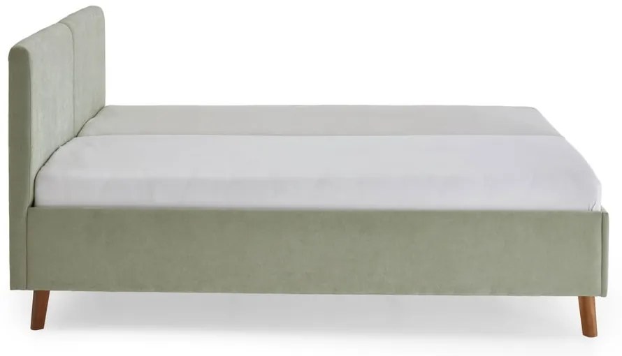 Pat matrimonial verde deschis tapițat cu somieră 180x200 cm Piano – Meise Möbel