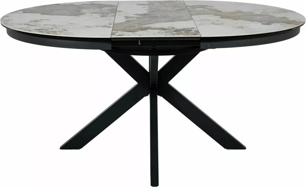 Masa extensibila Porto Ceramic alb lucios/negru mat L120-160xl120 cm