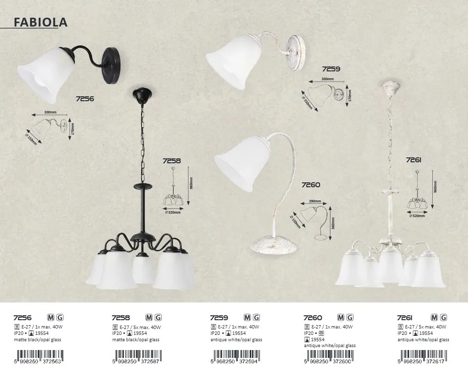 Veioza design clasic FABIOLA alb antic 7260 RX