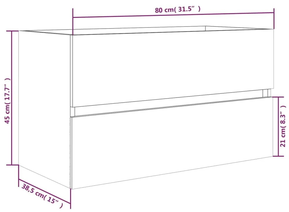 Dulap chiuveta, stejar maro, 80x38,5x45 cm, lemn prelucrat Stejar brun, Dulap pentru chiuveta, 1