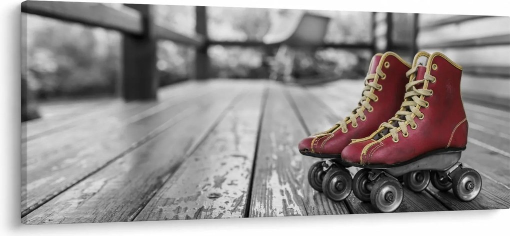 Tablou cu pantofi cu role vechi roșii (120x50 cm)