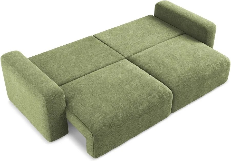 Canapea verde extensibilă/cu spațiu de depozitare cu tapițerie din chenille 252 cm Kona – Makamii