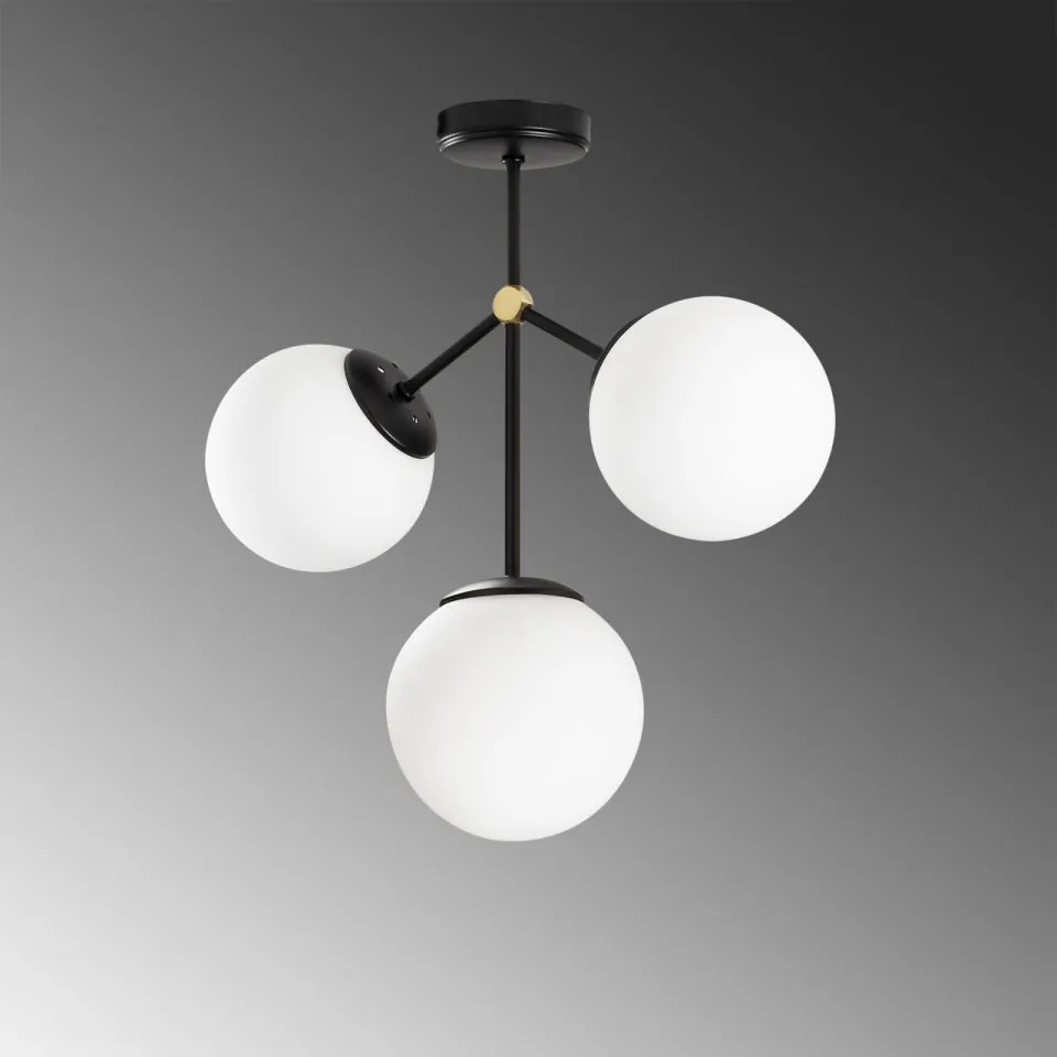 Lustra Damar - 6336, 3 Becuri, Soclu E27, Max 40W, Culoare Negru / Alb