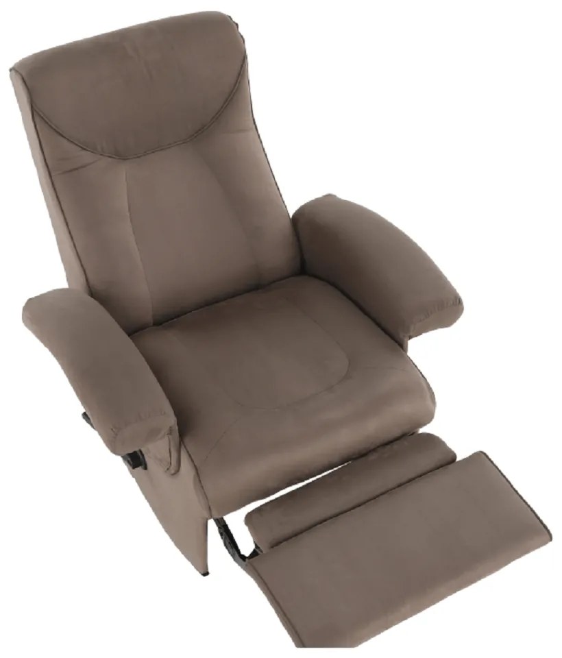 Fotoliu relaxant, cu funcţie electrică de vibraţie, textil gri maronie, SUAREZ