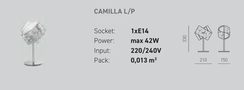 Veioza, Lampa de masa CAMILLA cu foita aurie sau argintie