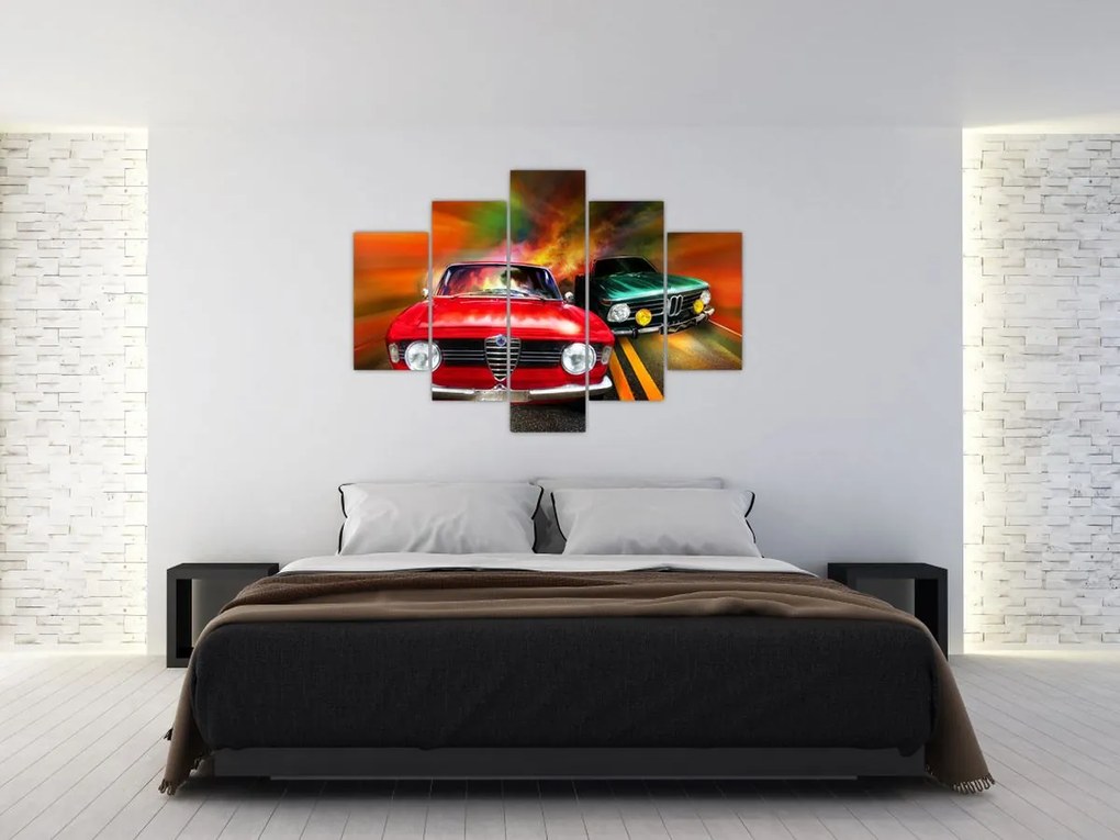 Tablou - Mașini de curse retro (150x105 cm)