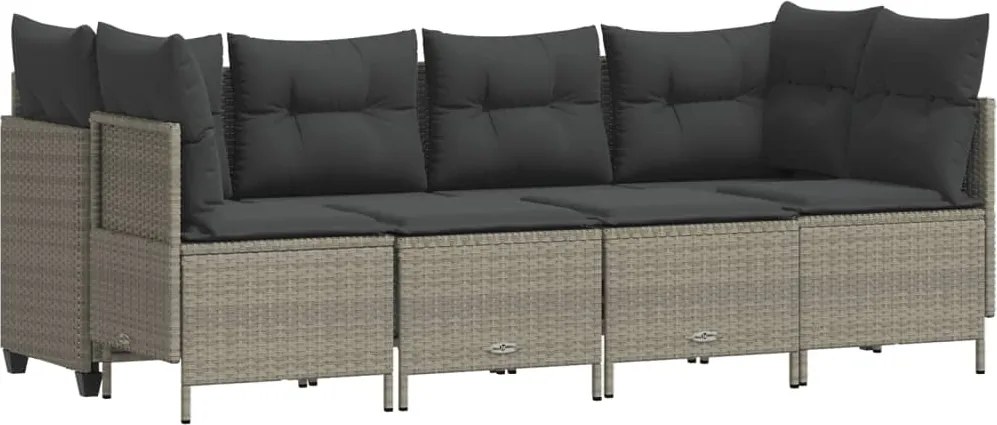 vidaXL Set canapele de grădină cu perne, 5 piese gri deschis poliratan