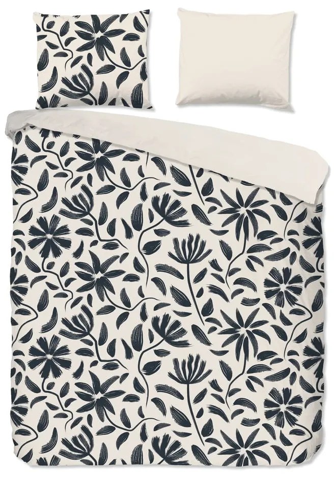 Lenjerie de pat neagră-bej din bumbac pentru pat dublu, extinsă 200x220 cm Emilia – Good Morning