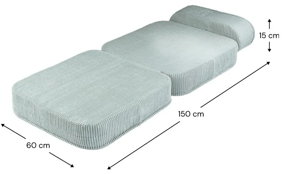 Fotoliu de copii verde mentă cu tapițerie din catifea reiată Flip – Wigiwama