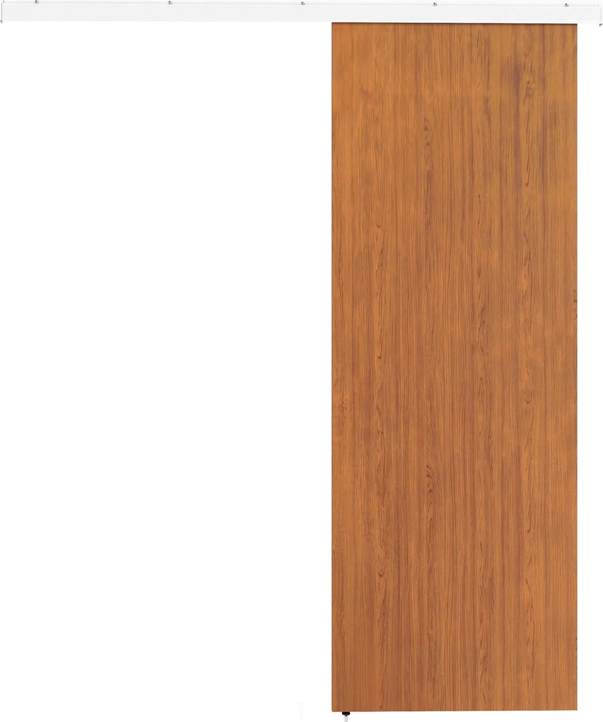 HOMCOM Ușă culisantă 75x210cm, Kit montaj, Șină, Efect lemn maro | Aosom Romania