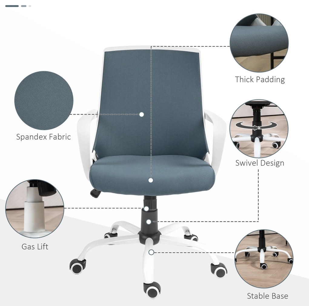 HOMCOM Scaun de Birou Ergonomic cu Înălțime Reglabilă, Scaun de Birou cu Balansoar și Țesătură Respirabilă, 59x61x92.5-102.5 cm, Gri | Aosom Romania