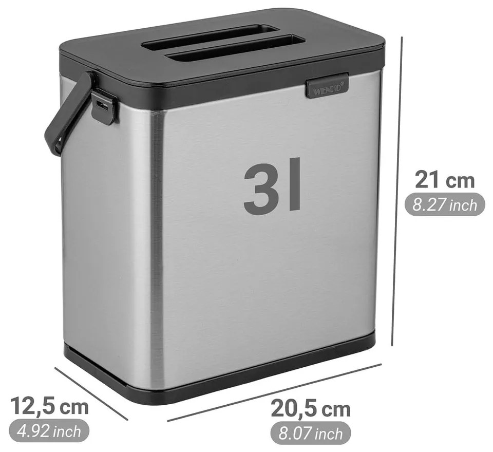 Recipient pentru deșeuri compostabile argintiu mat 3 l Colin – Wenko