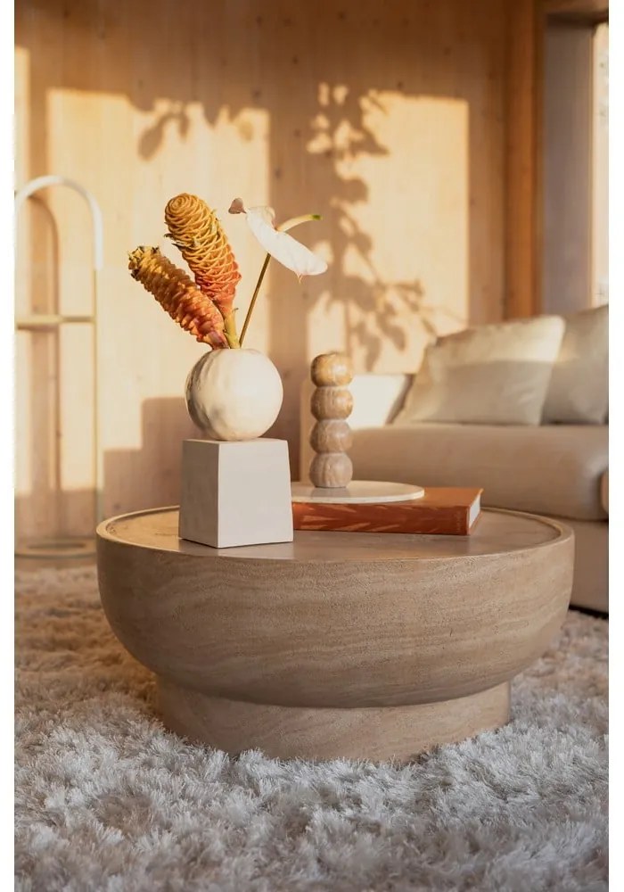 Măsuță de cafea în culoare naturală rotundă cu aspect de piatră ø 80 cm Noble – Zuiver