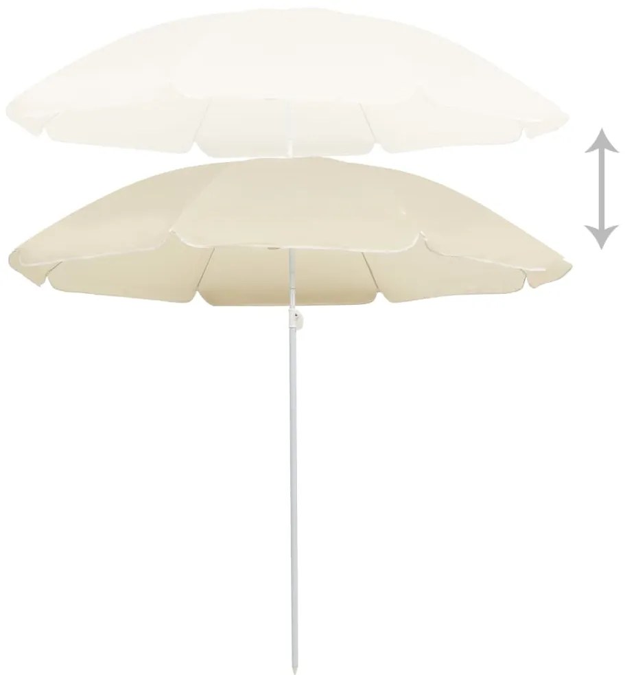 Umbrela de soare de exterior, stalp din otel, nisipiu, 180 cm