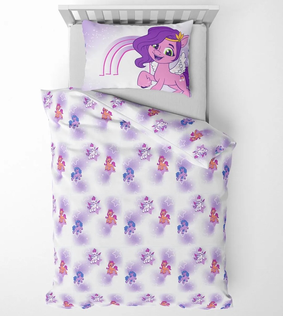 Lenjerie de pat din bumbac MY LITTLE PONY STARS alb pentru copii Dimensiune lenjerie de pat: 60 x 70 cm | 140 x 200 cm