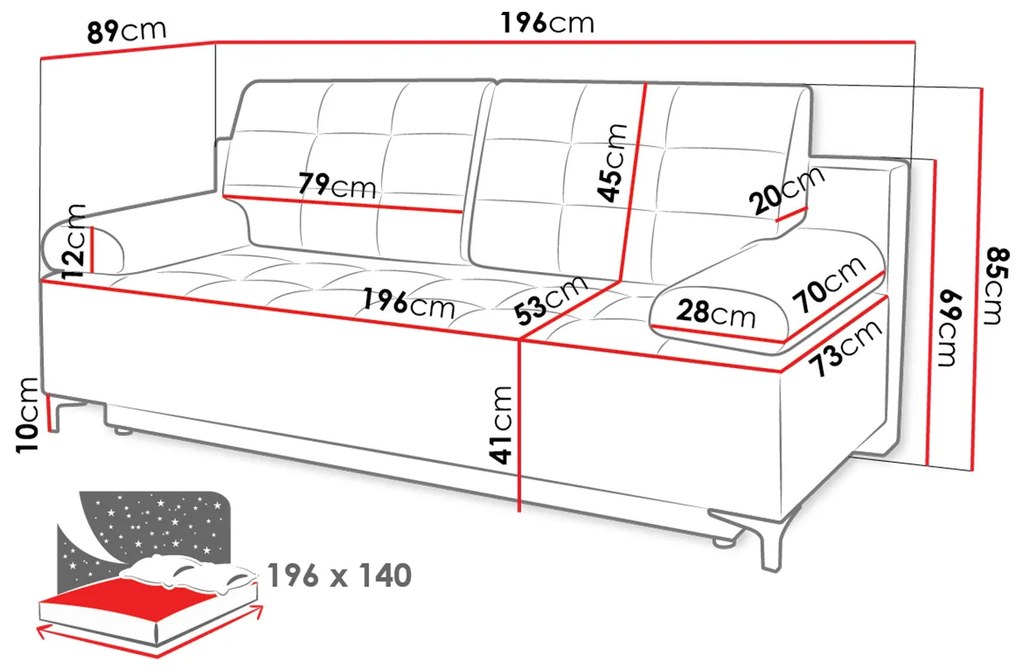 Canapea extensibilă Arkadea (Gri) (cu sp. depozitare). Promo -17%. 1105421
