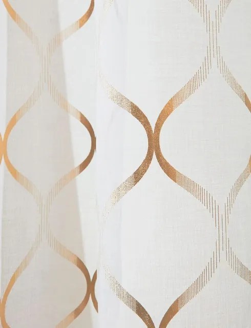 Perdea cu ornamente aurii cu inele, 140 x 280 cm