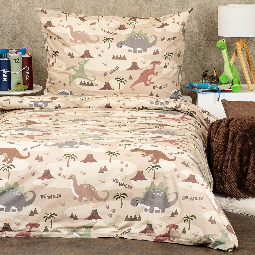 Lenjerie de pat din bumbac pentru copii 4Home Dinoworld, 140 x 200 cm, 70 x 90 cm, 140 x 200 cm, 70 x 90 cm