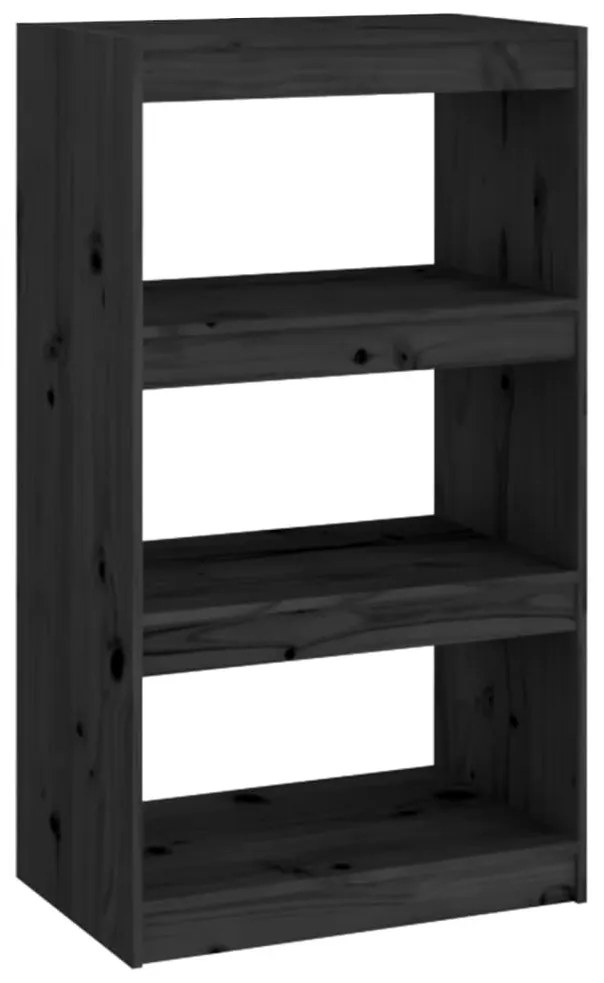 808167 vidaXL Bibliotecă/Separator cameră negru 60x30x103,5 cm lemn masiv pin