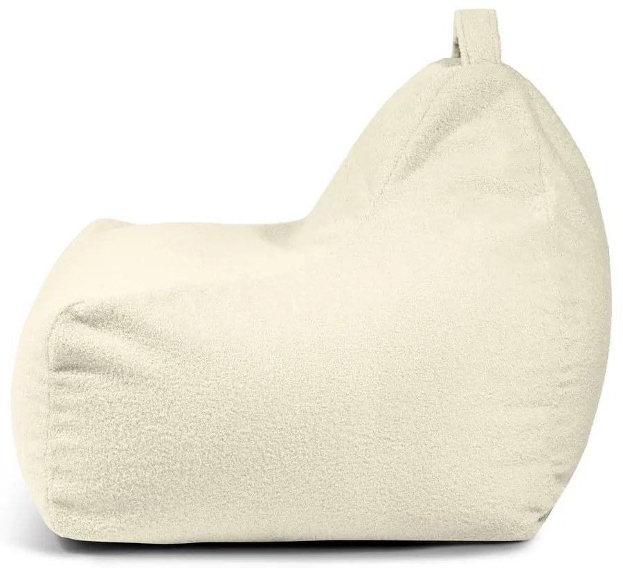 Fotoliu puf pentru copii crem cu tapițerie din țesătură bouclé Game Amuse – SLOWDOWN