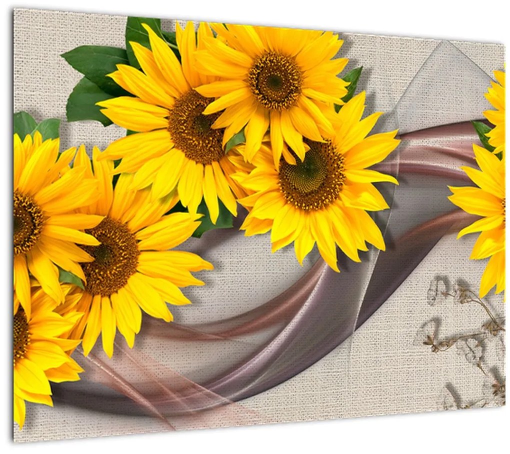 Tablou - Flori strălucitoare de floare soarelui (70x50 cm)
