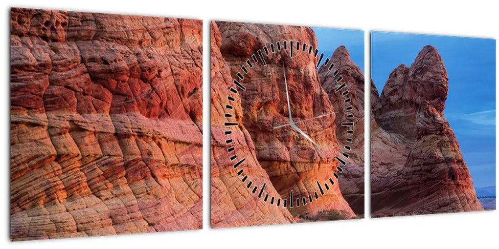 Tablou - Valurile pe stânci (cu ceas) (90x30 cm)