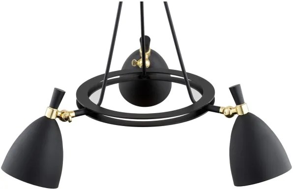 Lustră pe tijă CHARLOTTE 3xE27/15W/230V neagră/aurie Argon 6149