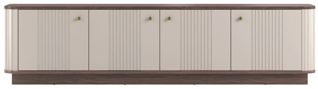 Comodă TV Vesper 4D 187 cm - cașmir / nuc / mânere aurii