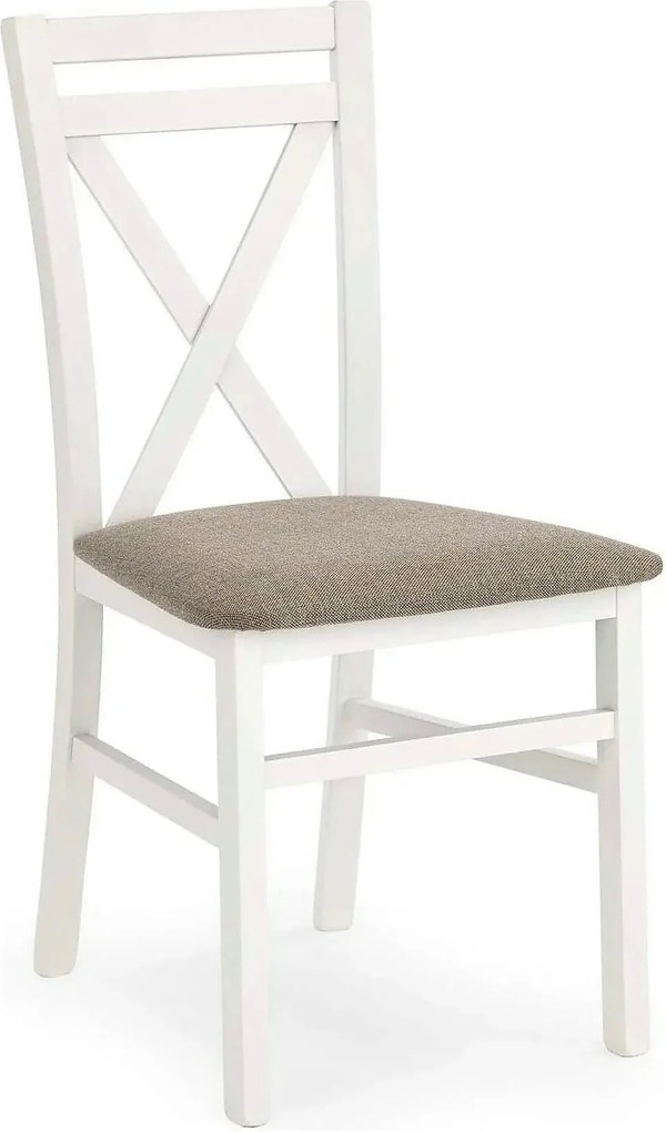Scaun living Dariusz, bej/alb, stofa clasica/lemn, 45X43X90 CM