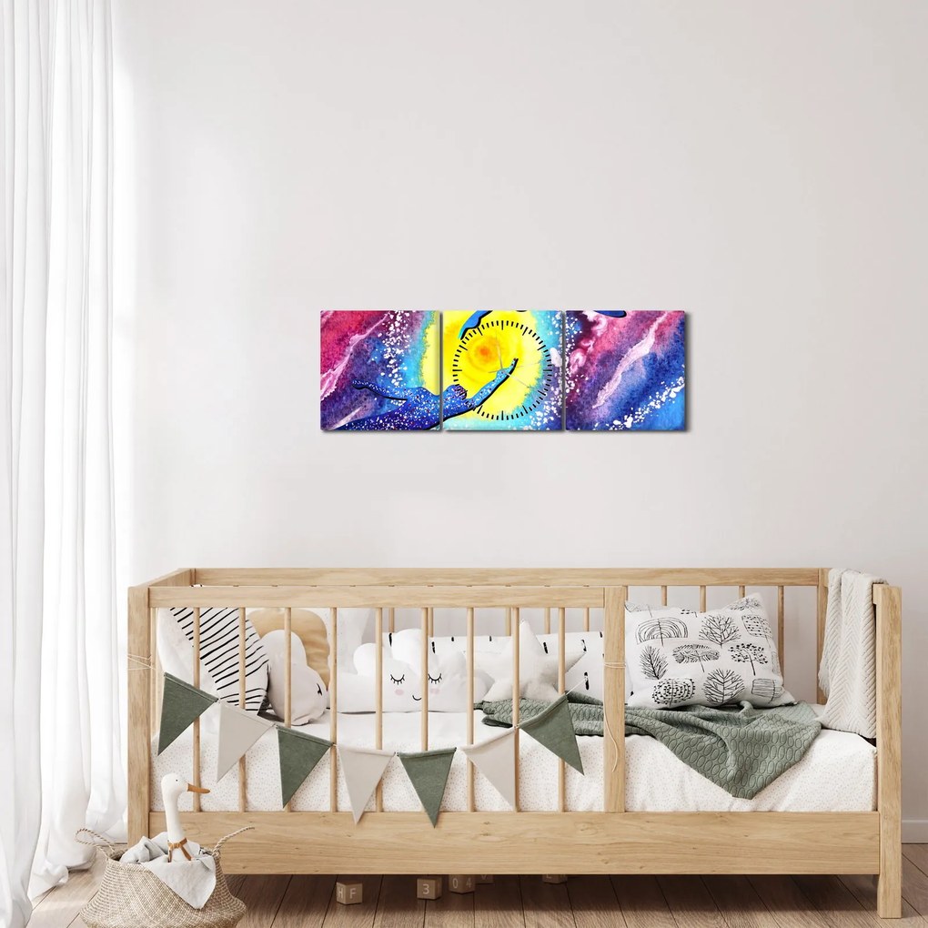 Tablou - Atingere (cu ceas) (90x30 cm)