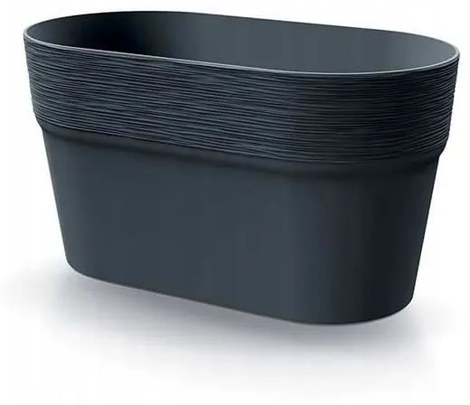 Ghiveci decorativ de flori, oval, antracit, 27.7x14.7x14.8 cm, Furu