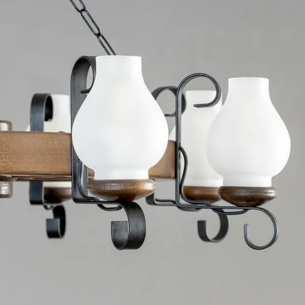 Brilagi - Lustru suspendat pe lanț ROATA, 8 x E14, 40 W, 230 V, diam. 70 cm, fag/nuc