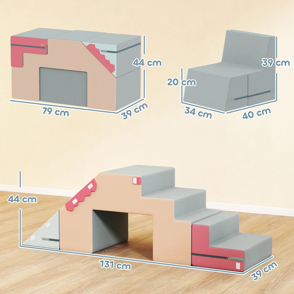 AIYAPLAY Set de 2 blocuri moi pentru copii mici, piele artificială, spumă, pentru cățărare, construcție, joacă, colorat | Aosom Romania