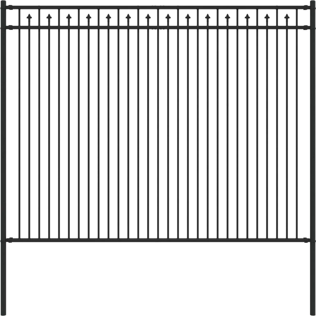 vidaXL Gard cu Vârfuri Negru 200 x 200 cm Oțel vopsit electrostatic