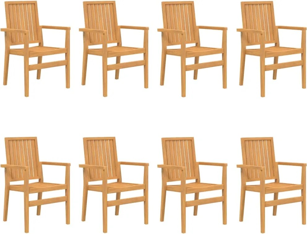 vidaXL Scaune grădină stivuibile 8 buc. 56,5x57,5x91 cm lemn masiv tec