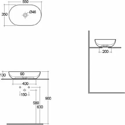 Lavoar oval cappuccino mat Rak Feeling 55x35 cm