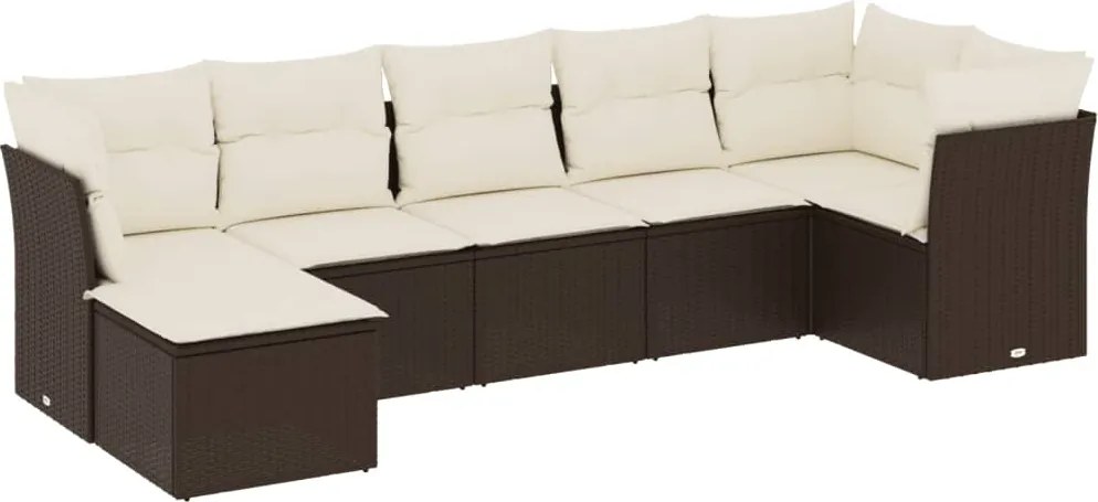 vidaXL Set canapele de grădină cu perne, 7 piese, maro, poliratan