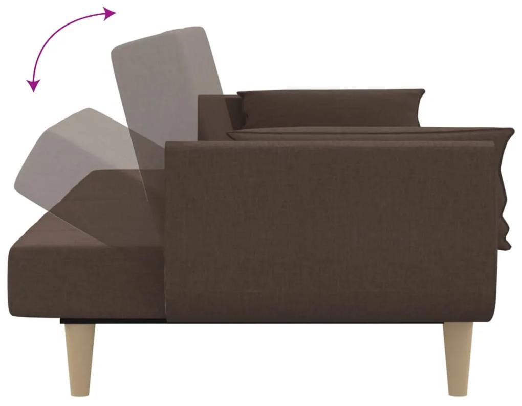 Canapea extensibila 2 locuri,taburet2 perne,textil,gri taupe Gri taupe, Cu scaunel pentru picioare