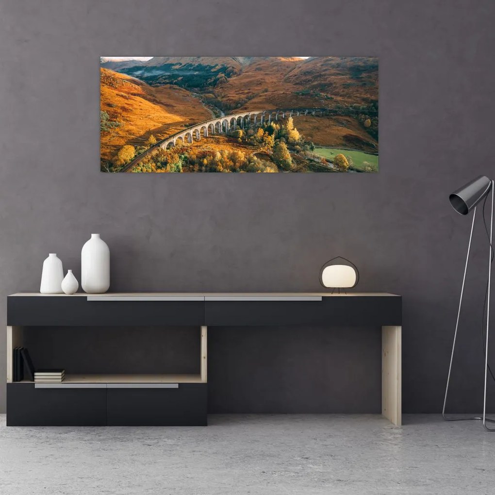 Tablou cu pod în valea din Scoția (120x50 cm)