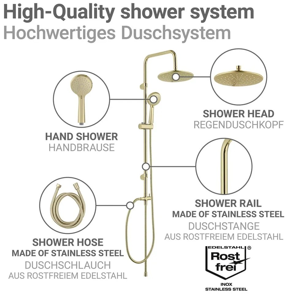 Set de duș auriu mat din oțel inoxidabil 101 cm Young Line – Wenko