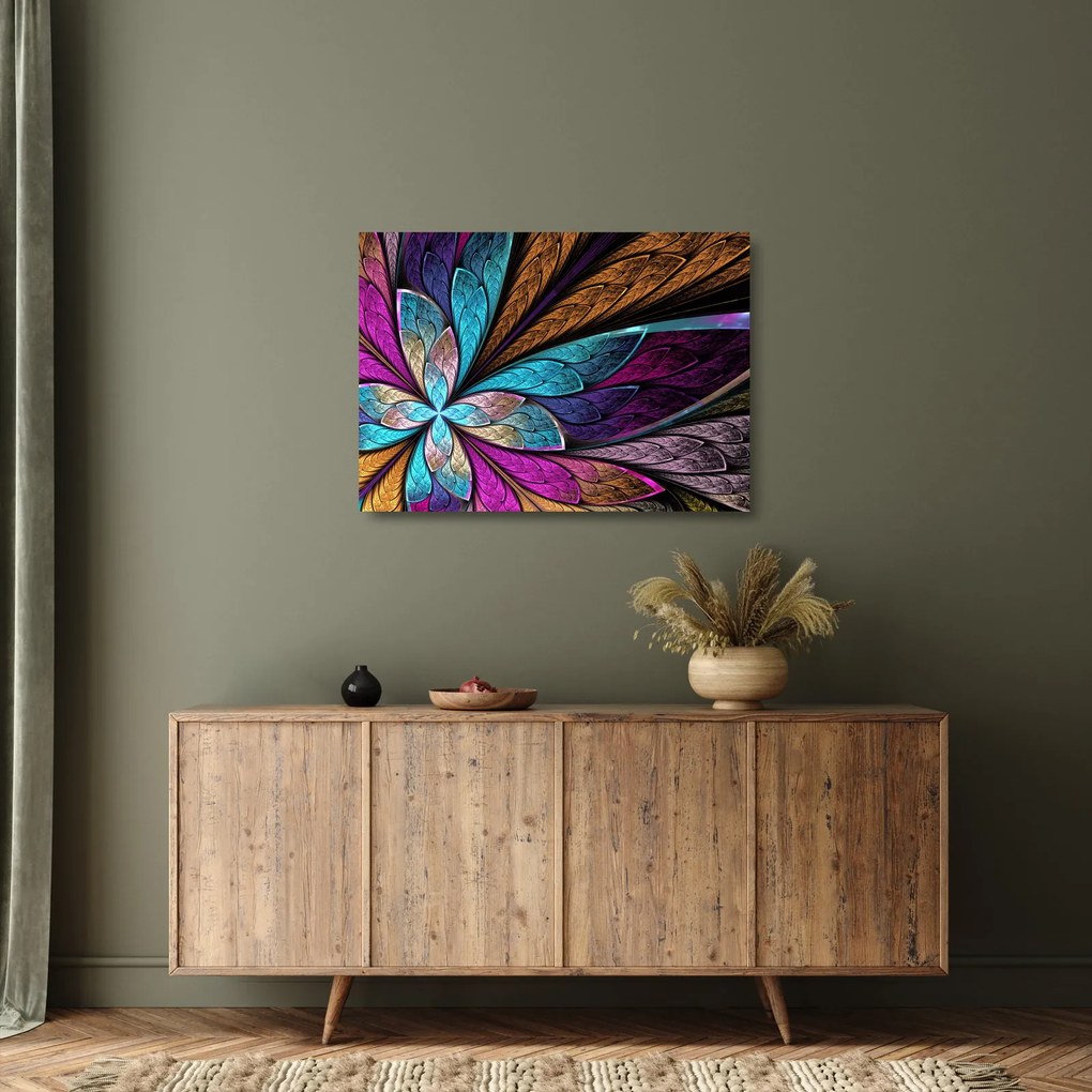 Tablou pe sticlă - Floare, abstracție (70x50 cm)